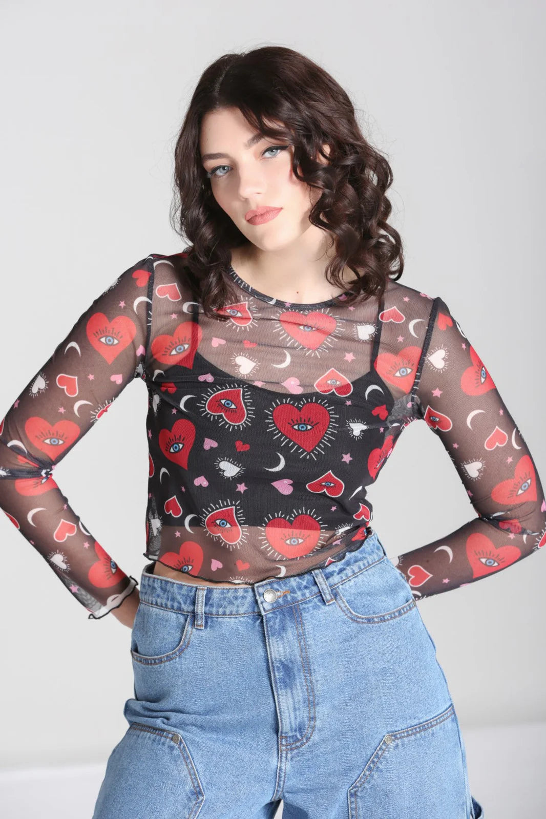 Kate Heart Mesh Top by Hell Bunny