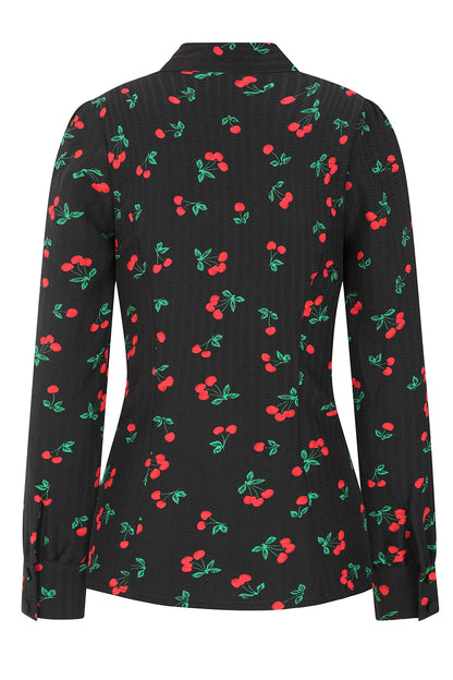 Lena Long Sleeved Cherry Print Blouse by Hearts and Roses