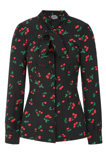 Lena Long Sleeved Cherry Print Blouse by Hearts and Roses