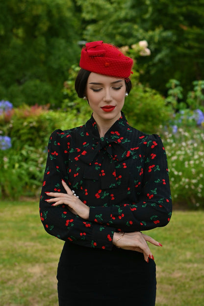 Lena Long Sleeved Cherry Print Blouse by Hearts and Roses