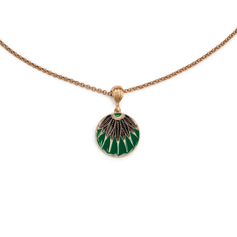 Art Deco Green Enamel Necklace by Lovett & Co