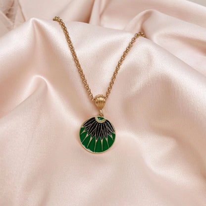 Art Deco Green Enamel Necklace by Lovett & Co