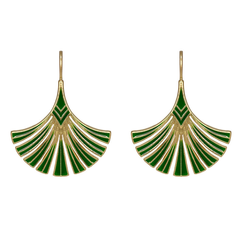 Art Deco Palm Leaf Earrings by Lovett & Co