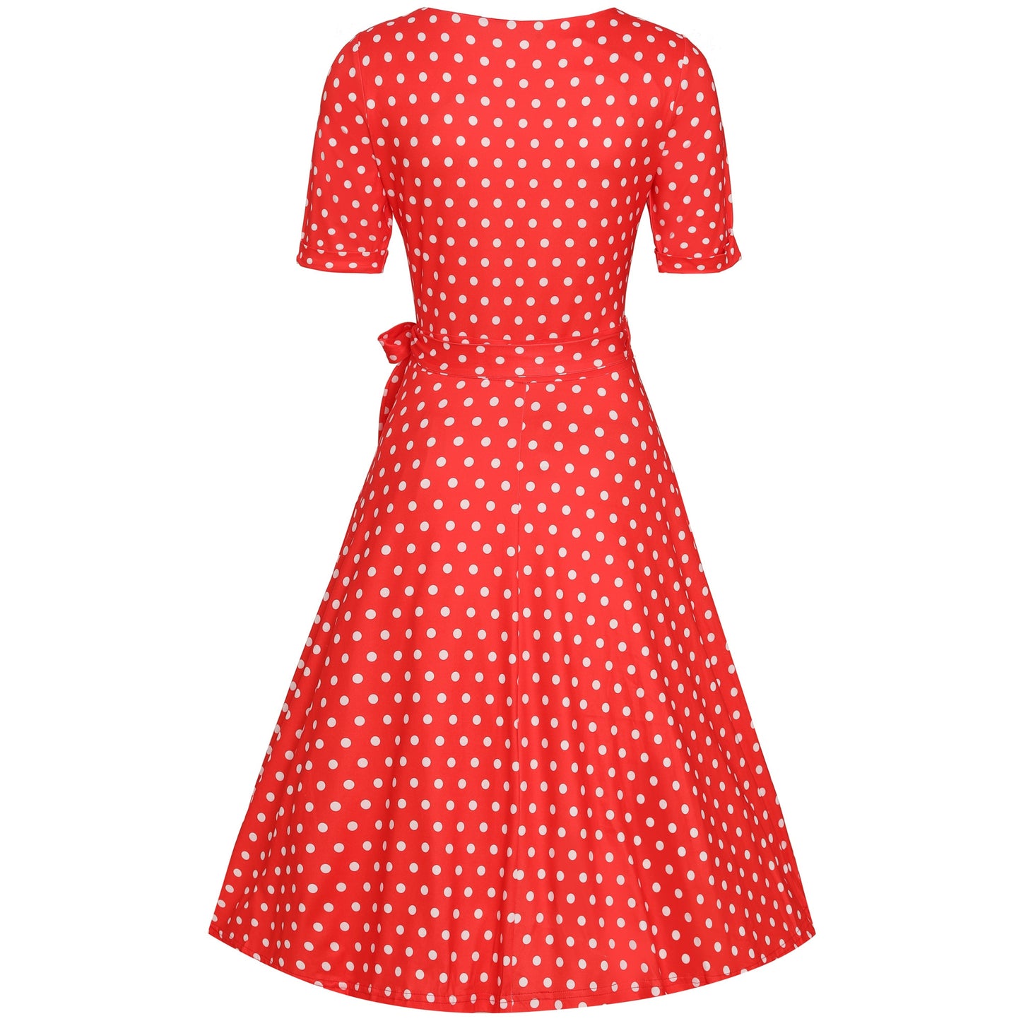 Matilda Red White Polka Dot Knit Wrap Dress