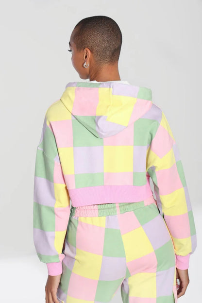 Mila Pastel Check Hoodie by Hell Bunny