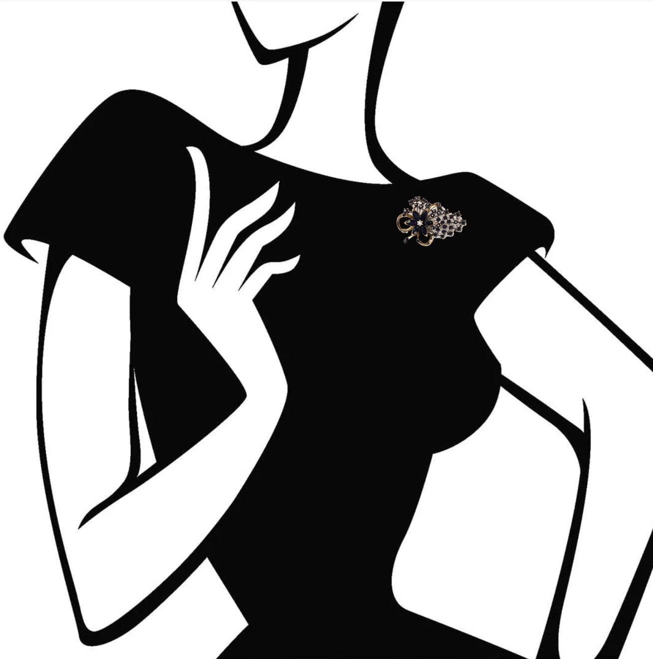 Miriam Haskell Jet Flower Brooch by Lovett & Co