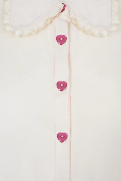 Molly Heart Button Blouse by Hell Bunny