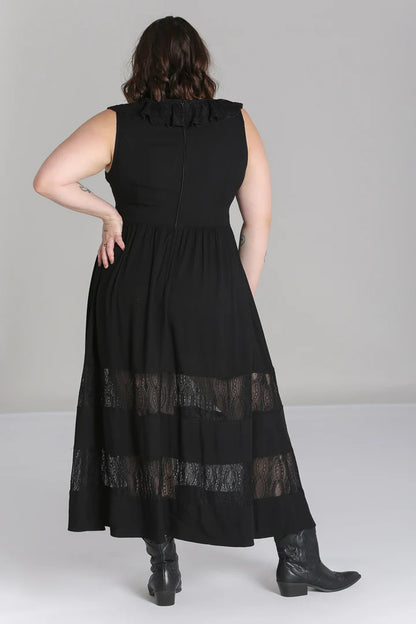 Mortem Black Lace Maxi Dress by Hell Bunny