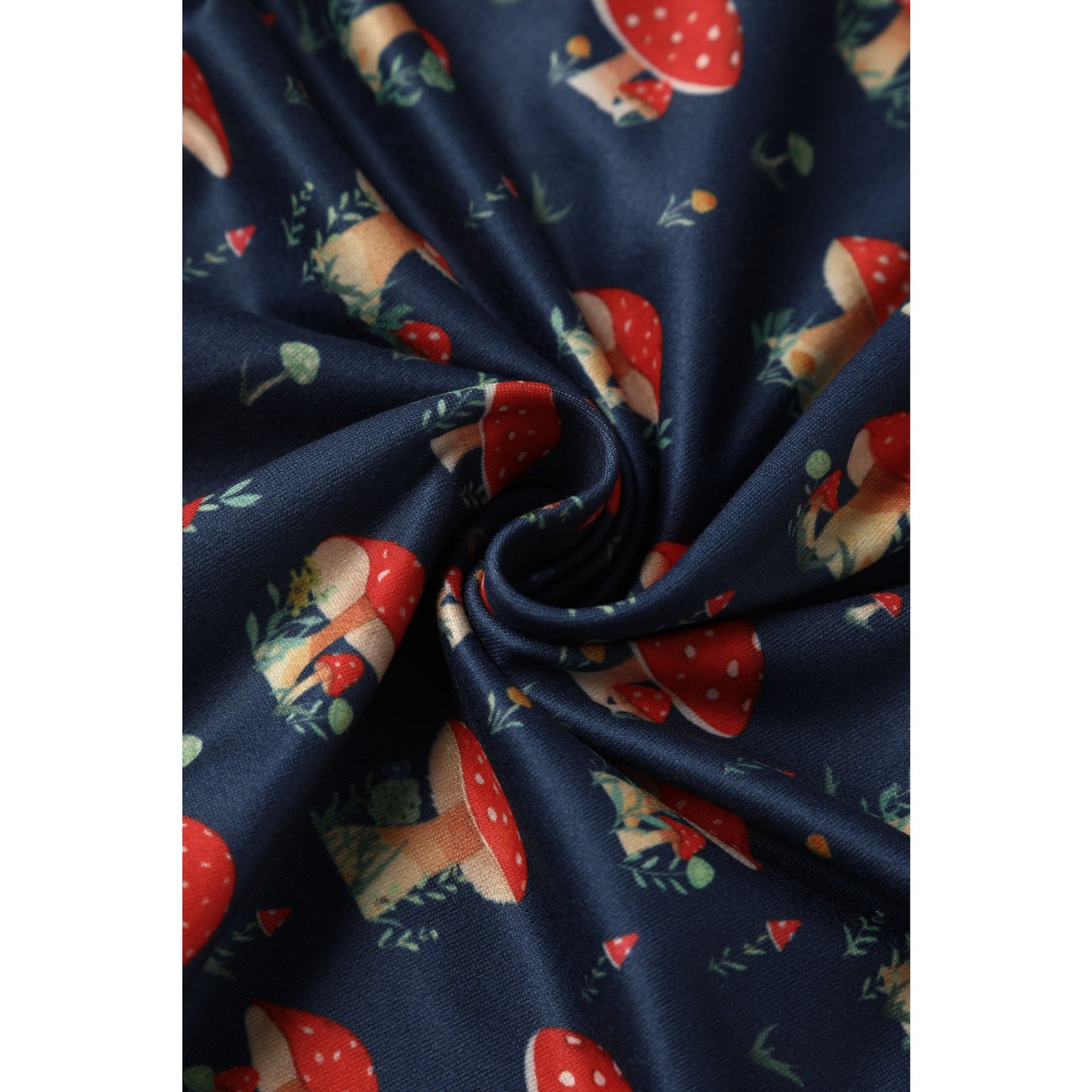 Billie Long Sleeved Dress in Blue & Red Mushroom Print