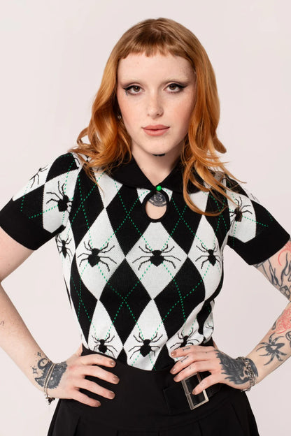 Natasha Spider Knit Top by Hell Bunny