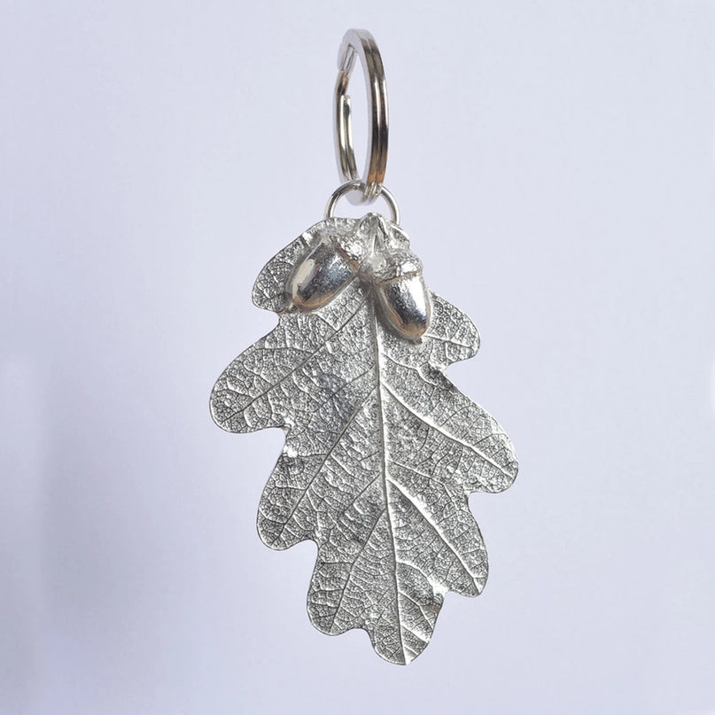 Pewter Oak Leaf Keyring with Acorns by Glover & Smith