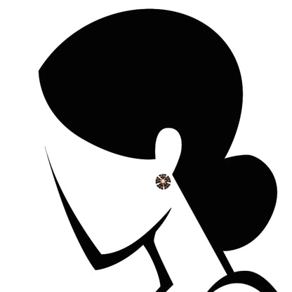 Black silhouette of a person with a black diamond earring on a white background
