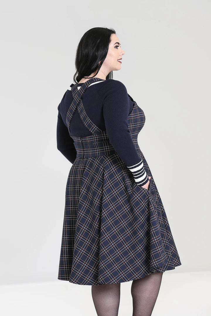 Peebles Pinafore Dress in Navy by Hell Bunny Lemonie Boutique Peebles Pinafore Dress in Navy by Hell Bunny Lemonie Boutique