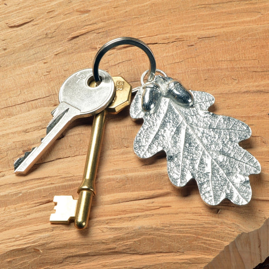 Pewter Oak Leaf Keyring with Acorns by Glover & Smith