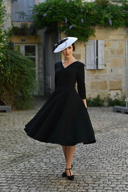 Piper Black Floral Swing Dress by Hearts and Roses