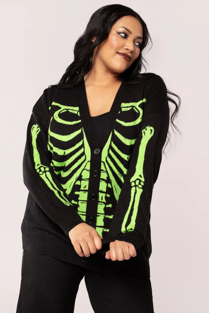 Skeleton Cardigan Green/Black by Hell Bunny