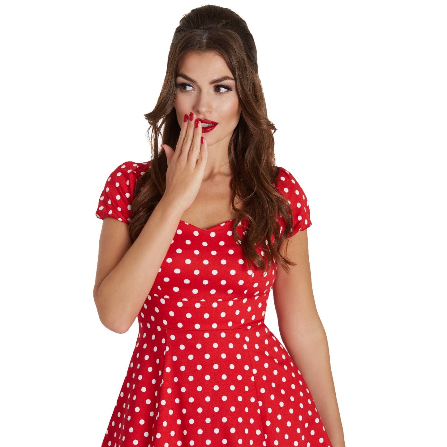 Claudia 50s Style Red and White Polka Swing Dress by Dolly & Dotty