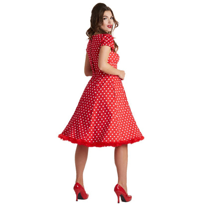 Claudia 50s Style Red and White Polka Swing Dress by Dolly & Dotty