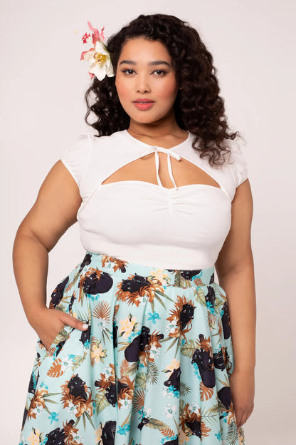 Priscilla Sweetheart Casual Top in Ivory by Hell Bunny - Lemonie Boutique