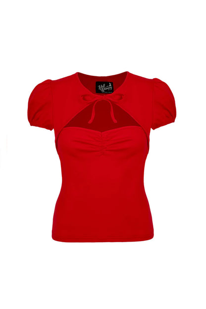 Priscilla Sweetheart Casual Top in Red by Hell Bunny - Lemonie Boutique