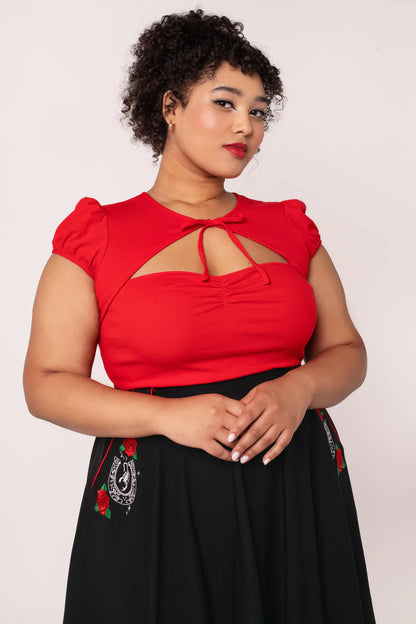Priscilla Sweetheart Casual Top in Red by Hell Bunny - Lemonie Boutique