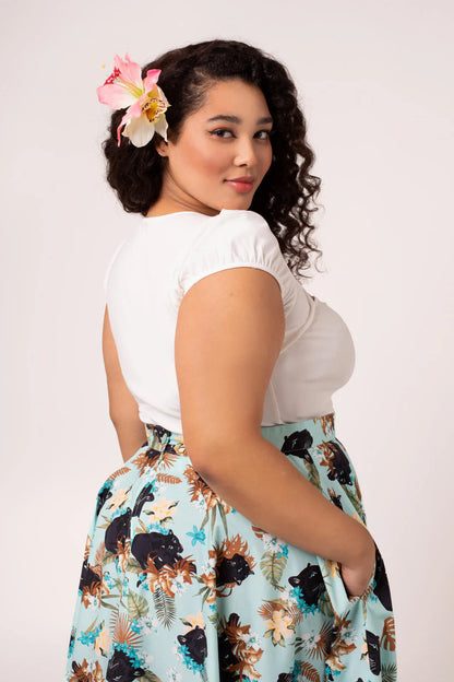 Priscilla Sweetheart Casual Top in Ivory by Hell Bunny - Lemonie Boutique