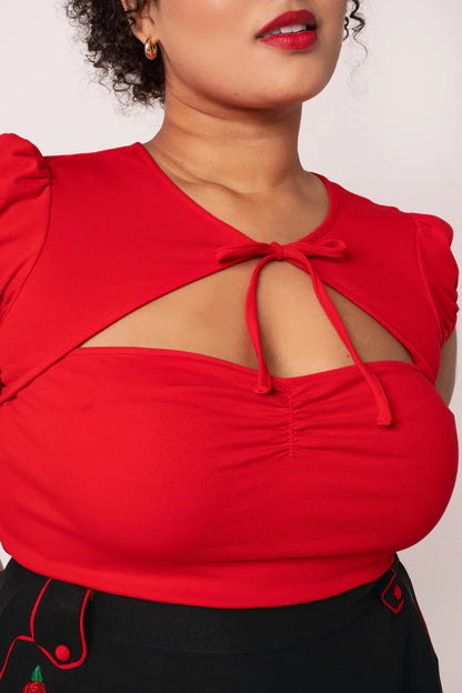 Priscilla Sweetheart Casual Top in Red by Hell Bunny - Lemonie Boutique