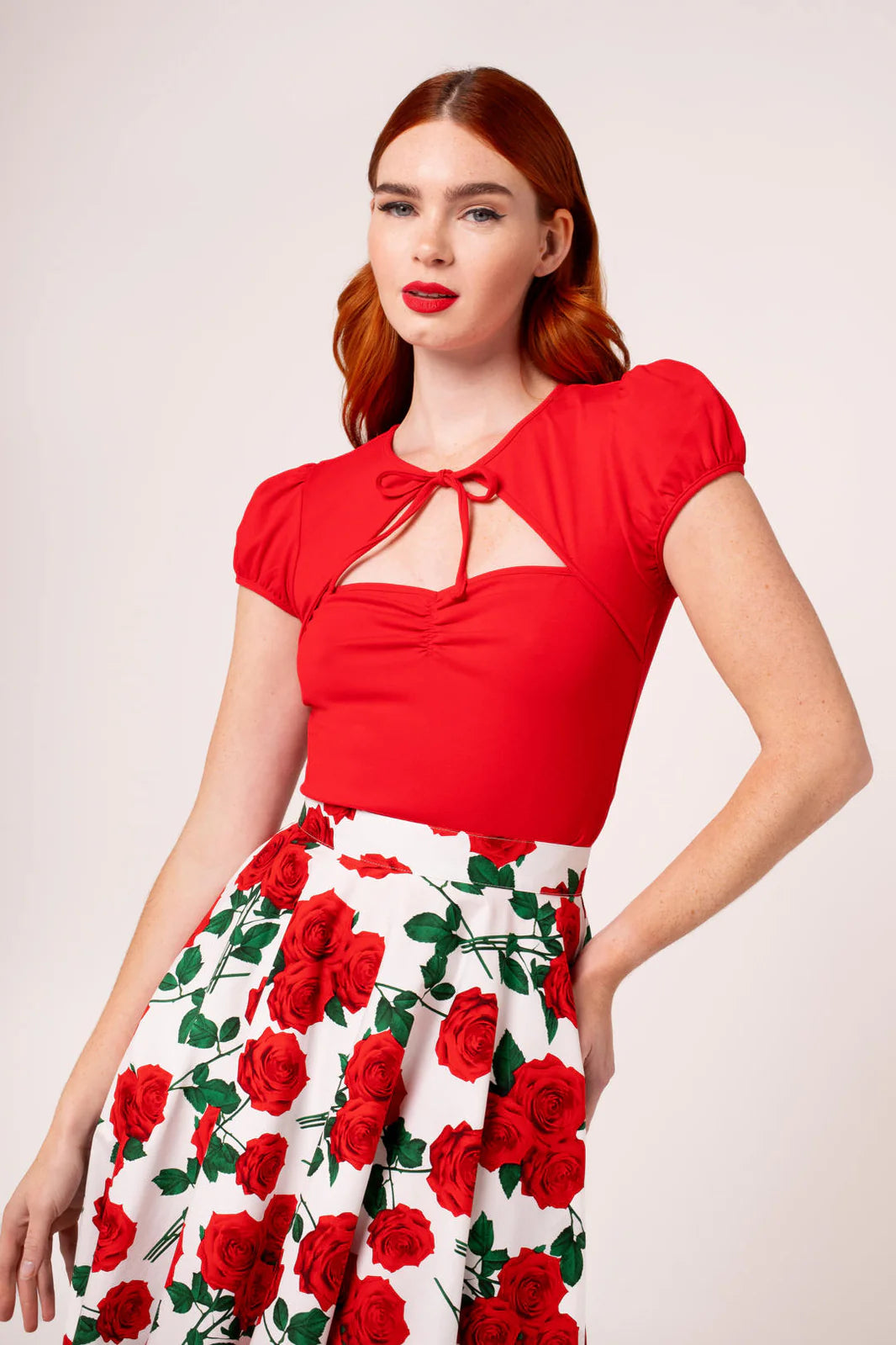Priscilla Sweetheart Casual Top in Red by Hell Bunny - Lemonie Boutique