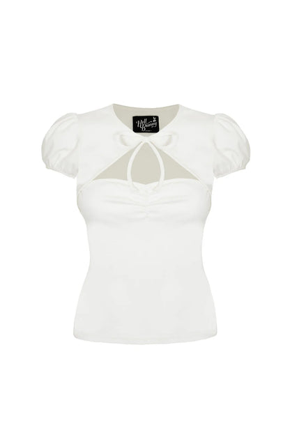 Priscilla Sweetheart Casual Top in Ivory by Hell Bunny - Lemonie Boutique