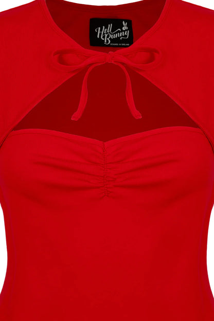 Priscilla Sweetheart Casual Top in Red by Hell Bunny - Lemonie Boutique