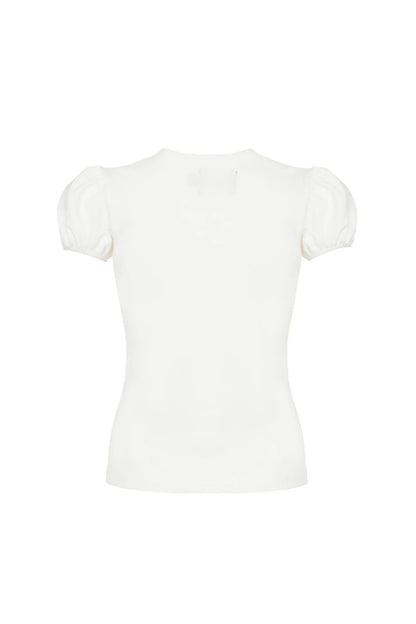 Priscilla Sweetheart Casual Top in Ivory by Hell Bunny - Lemonie Boutique