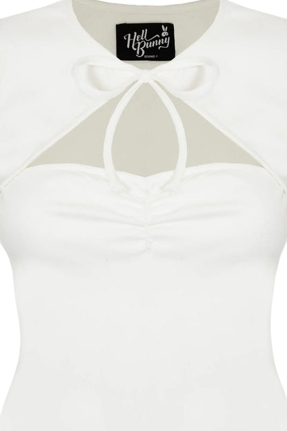 Priscilla Sweetheart Casual Top in Ivory by Hell Bunny - Lemonie Boutique