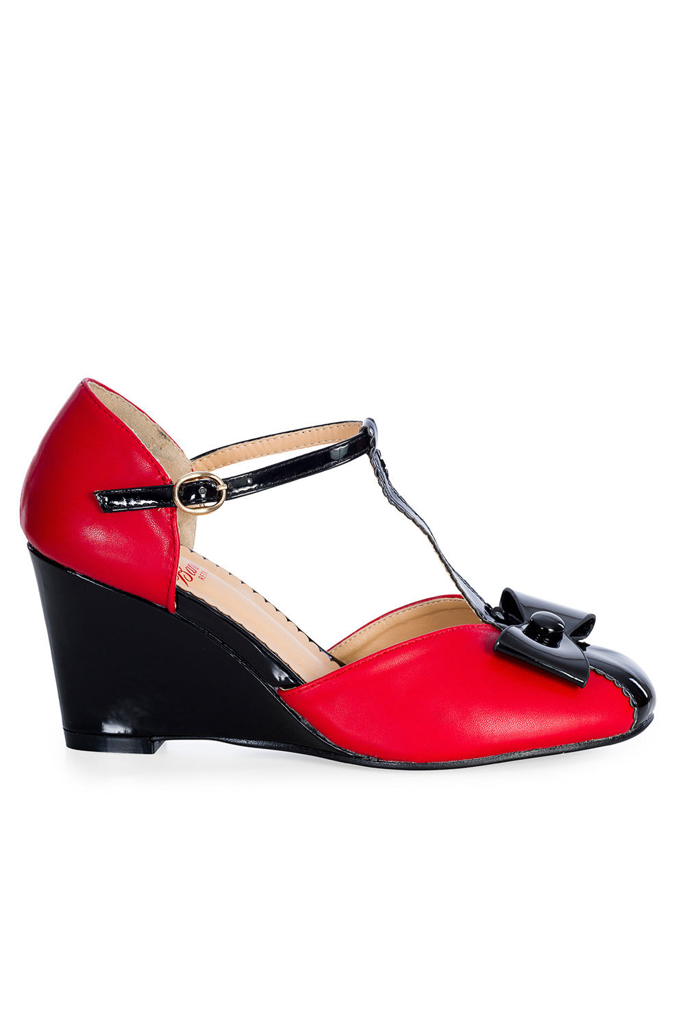 Bow Vixen Red/Black Wedges by Banned