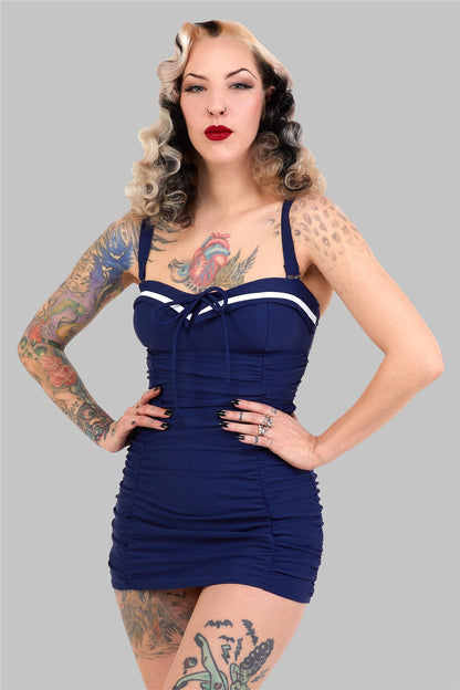 Sailor Folded Collar Swimsuit by Collectif