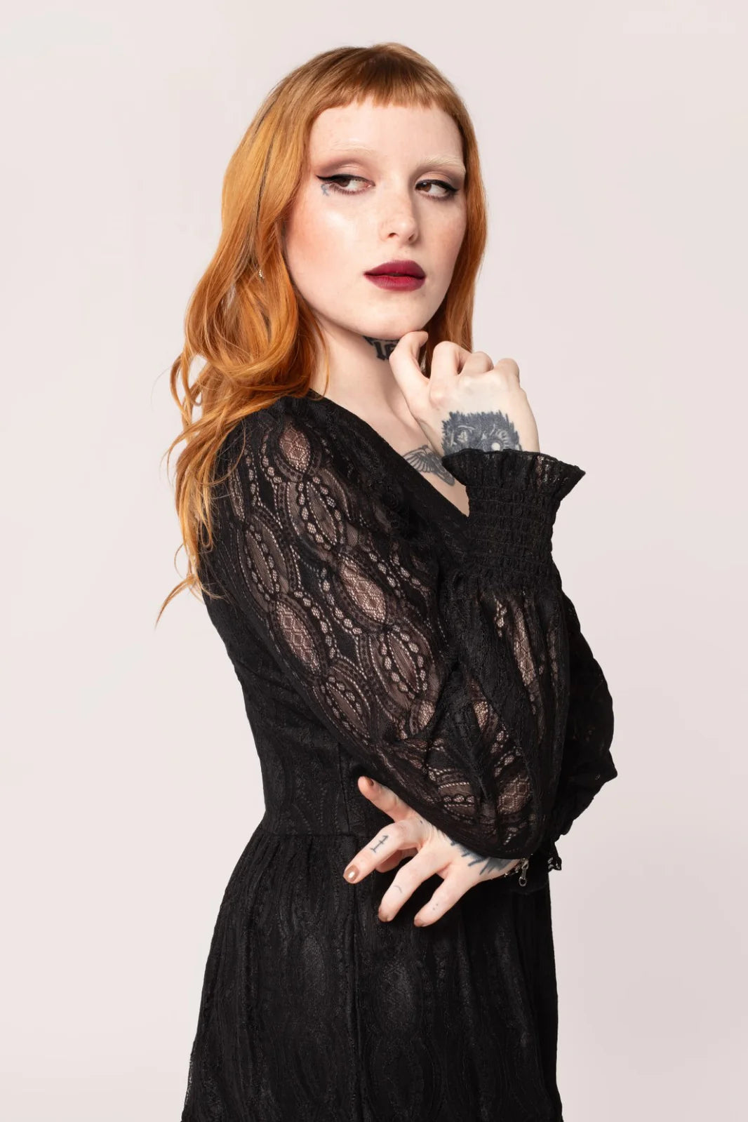 Rhea Black Lace Dress by Hell Bunny