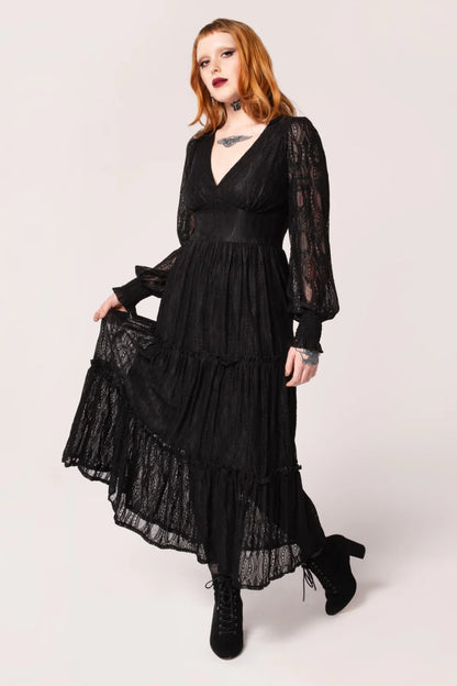 Rhea Black Lace Dress by Hell Bunny