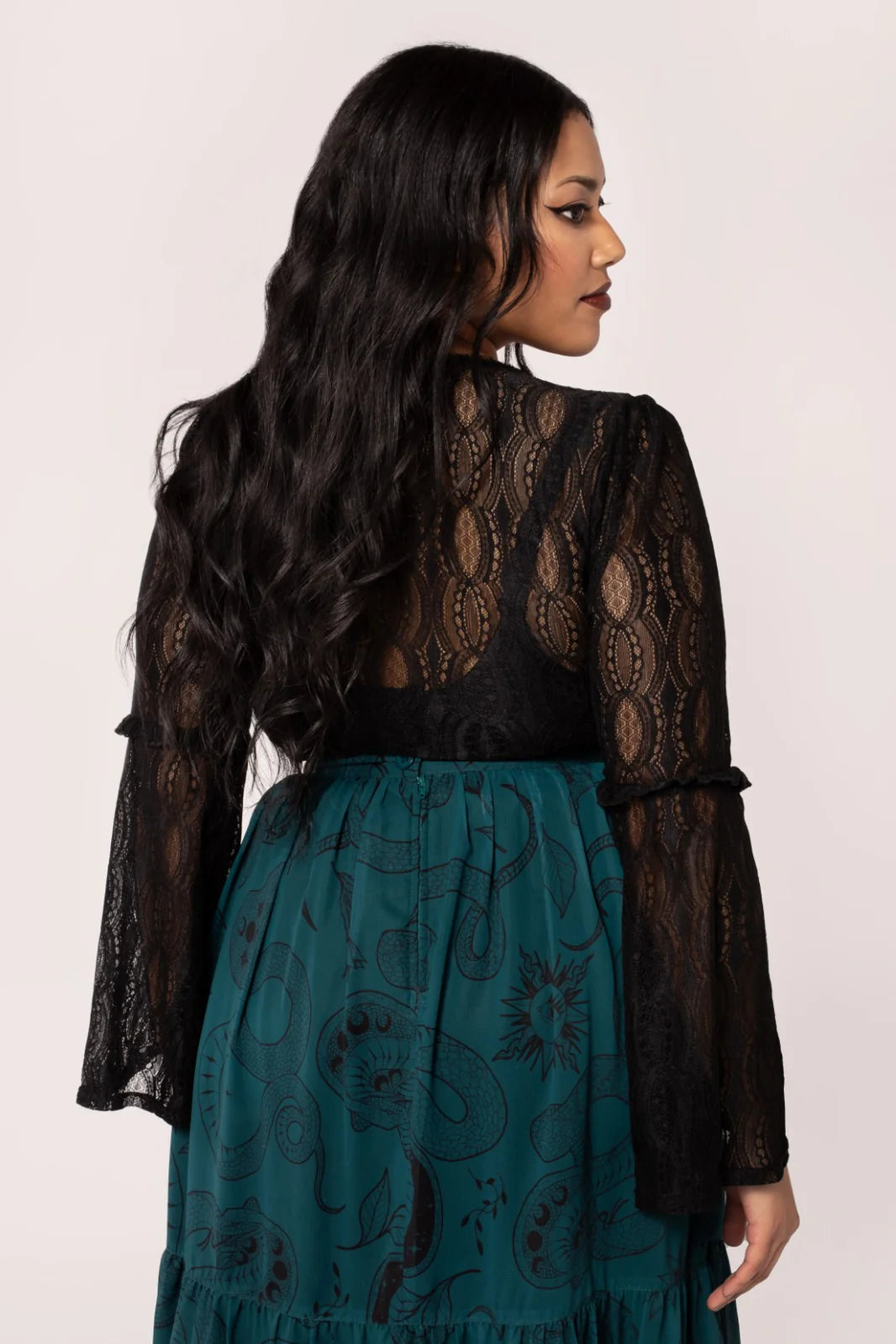 Rhea Black Lace Top by Hell Bunny