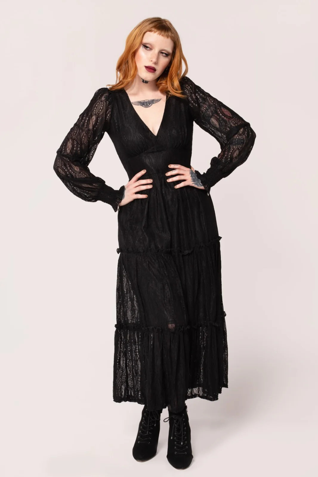 Rhea Black Lace Dress by Hell Bunny