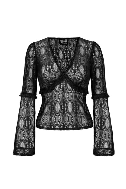 Rhea Black Lace Top by Hell Bunny