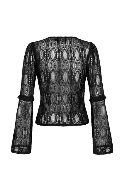 Rhea Black Lace Top by Hell Bunny