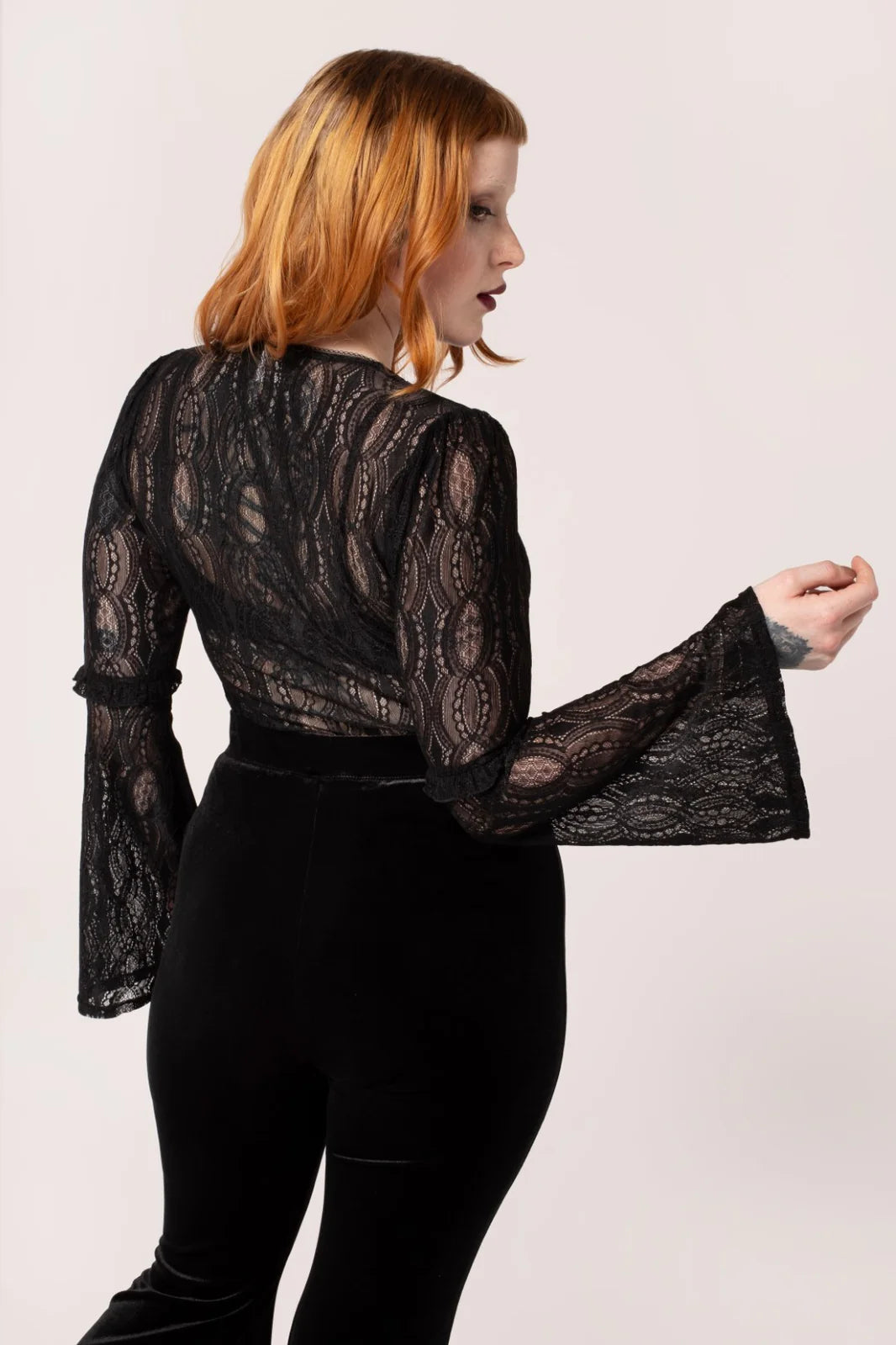 Rhea Black Lace Top by Hell Bunny