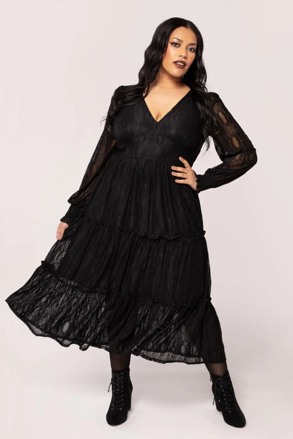 Rhea Black Lace Dress by Hell Bunny