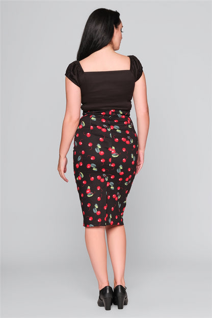 Fiona 50s Cherry Pencil Skirt by Collectif