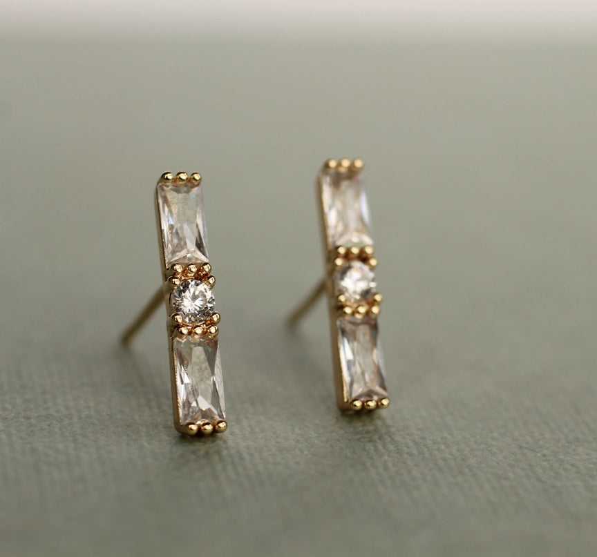 Art Deco Baguette Stud Earrings