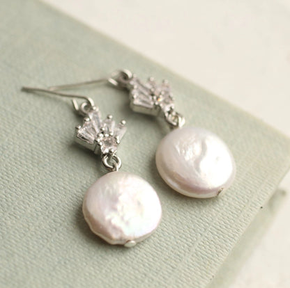 Art Deco Crystal and Freshwater Pearl Earrings