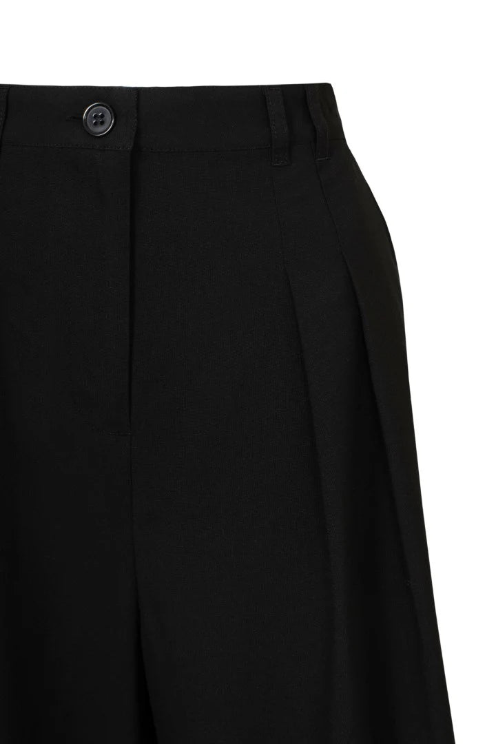 Black pants with a button on a white background