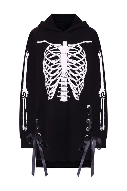 Skeleton Hoodie Dress by Hell Bunny