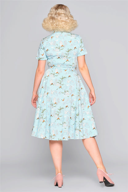 Caterina Snowy Rabbit Swing Dress by Collectif