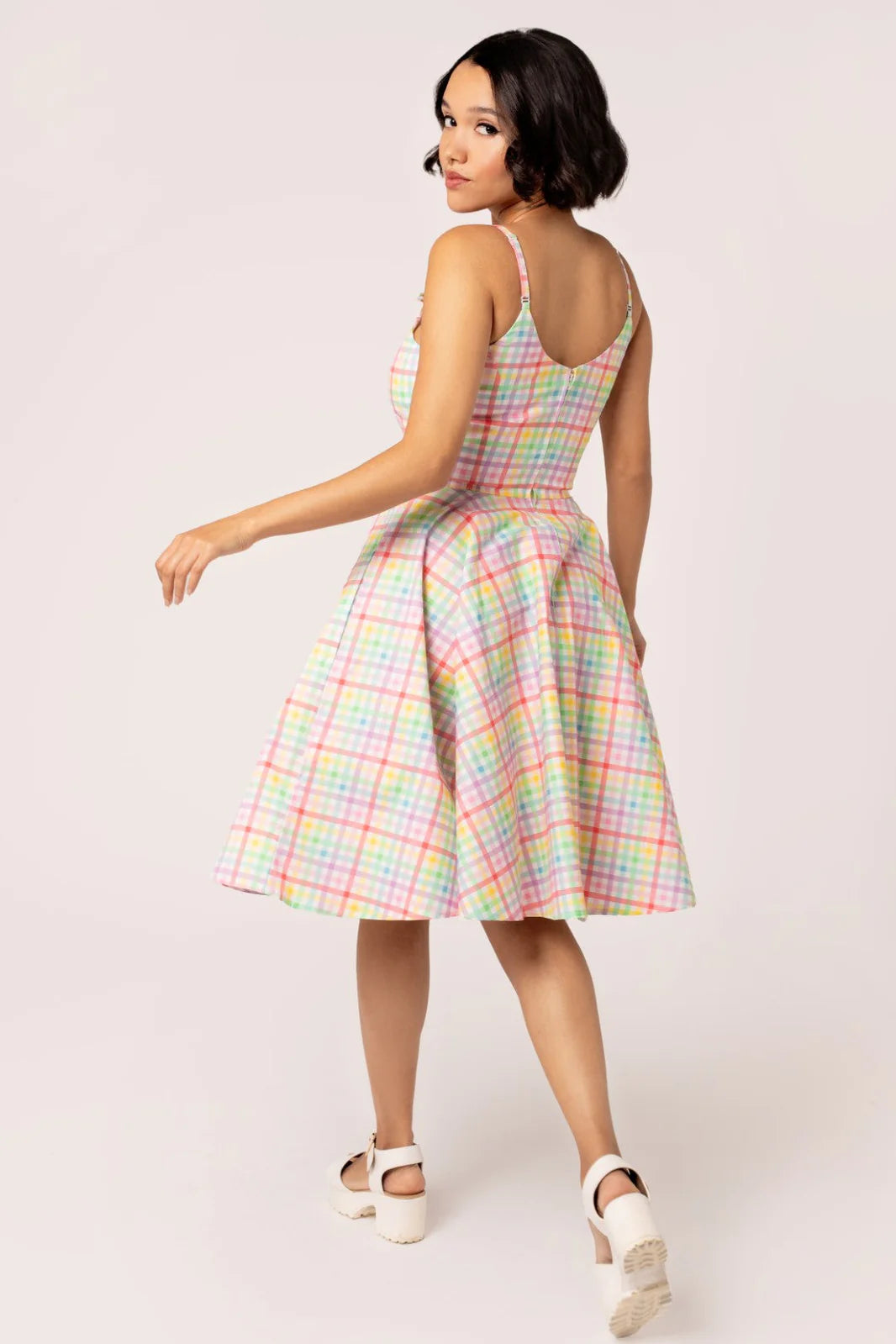 Suzon Rainbow Fit and Flare Dress by Hell Bunny - Lemonie Boutique