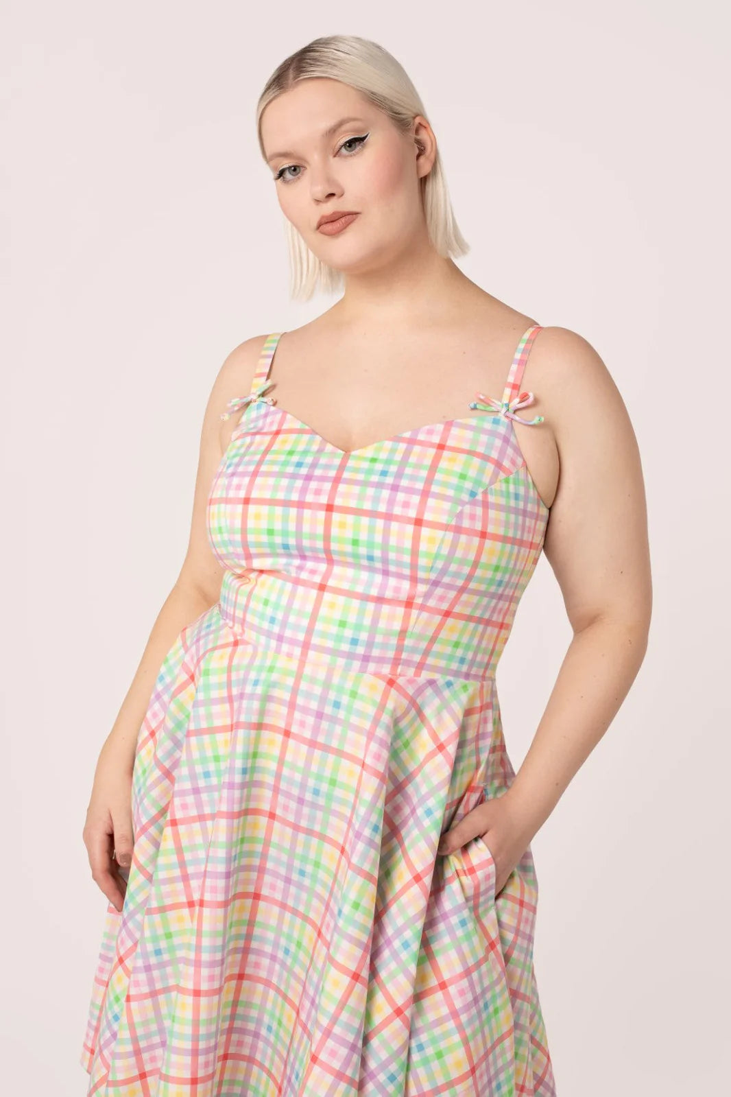 Suzon Rainbow Fit and Flare Dress by Hell Bunny - Lemonie Boutique